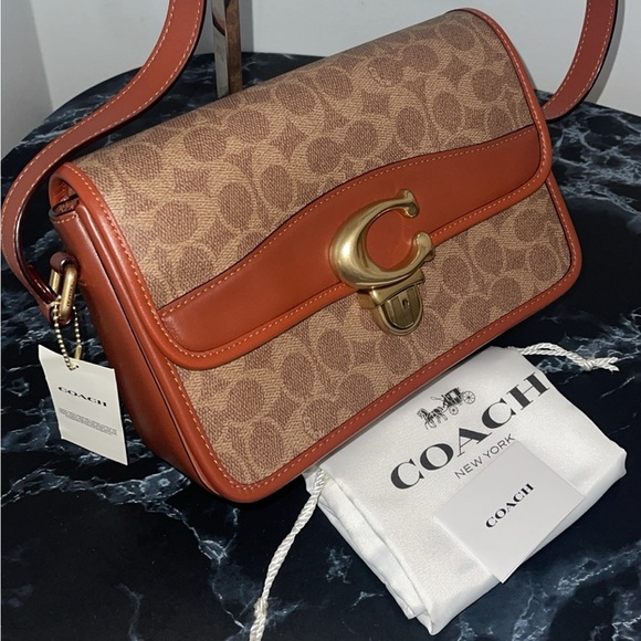 Coach Handbags - COACH Handbag Calf Leather Studio Shoulder Bag Signature Canvas AUTHENTIC NEW